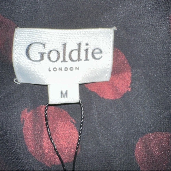 Goldie London Dress Womens Medium Black Red Dot Slip Mid Length Whimsical Dainty - Picture 2 of 11